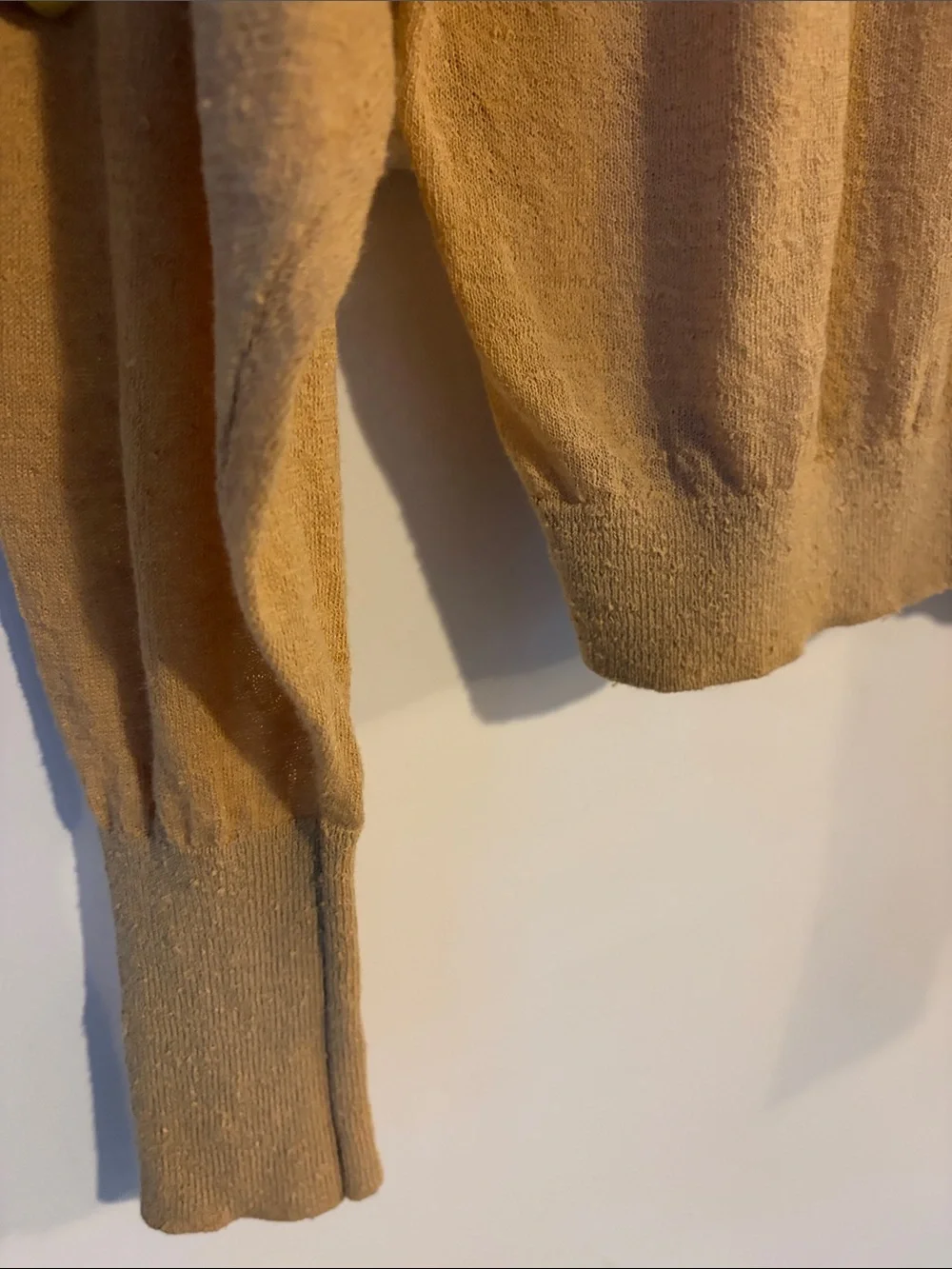 ZARA KNIT | V-Neck Lightweight Knit Sweater in Camel/Tan - Picture 6 of 10